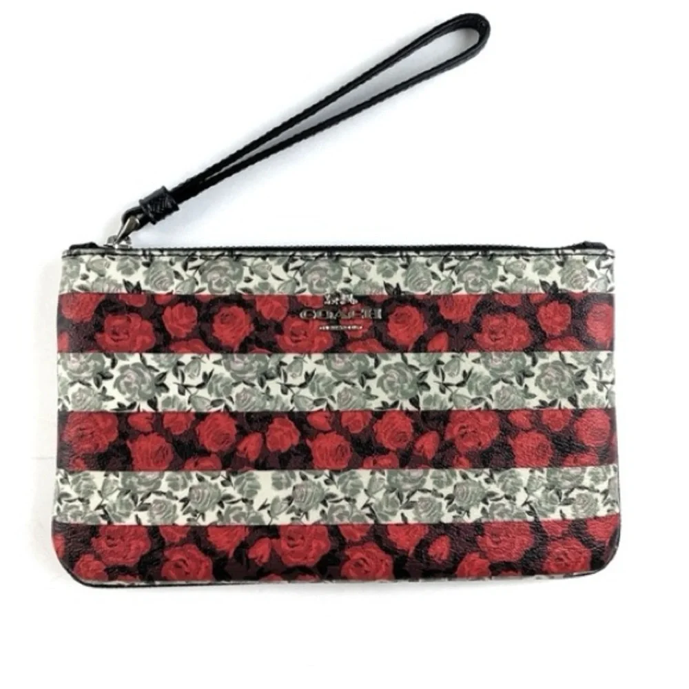 Coach Wristlet Large 8”  Rose Queen Print NWOT
